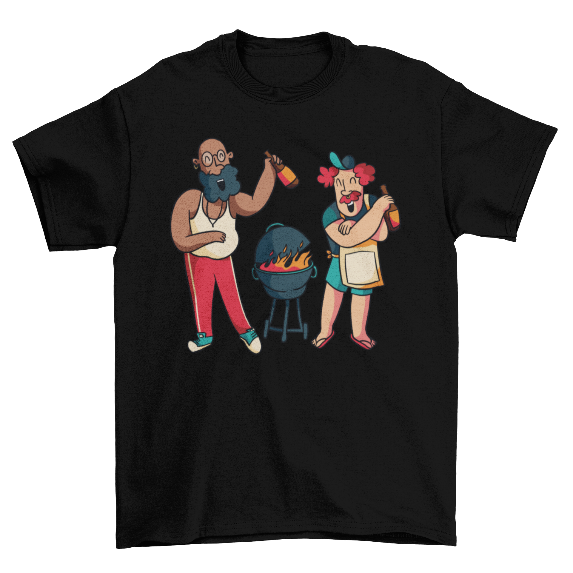 Happy guys cooking grill t-shirt