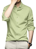 Men Regular Fit Full Sleeve Satin Silk Shirt (Size-M) (Color-LIGHT