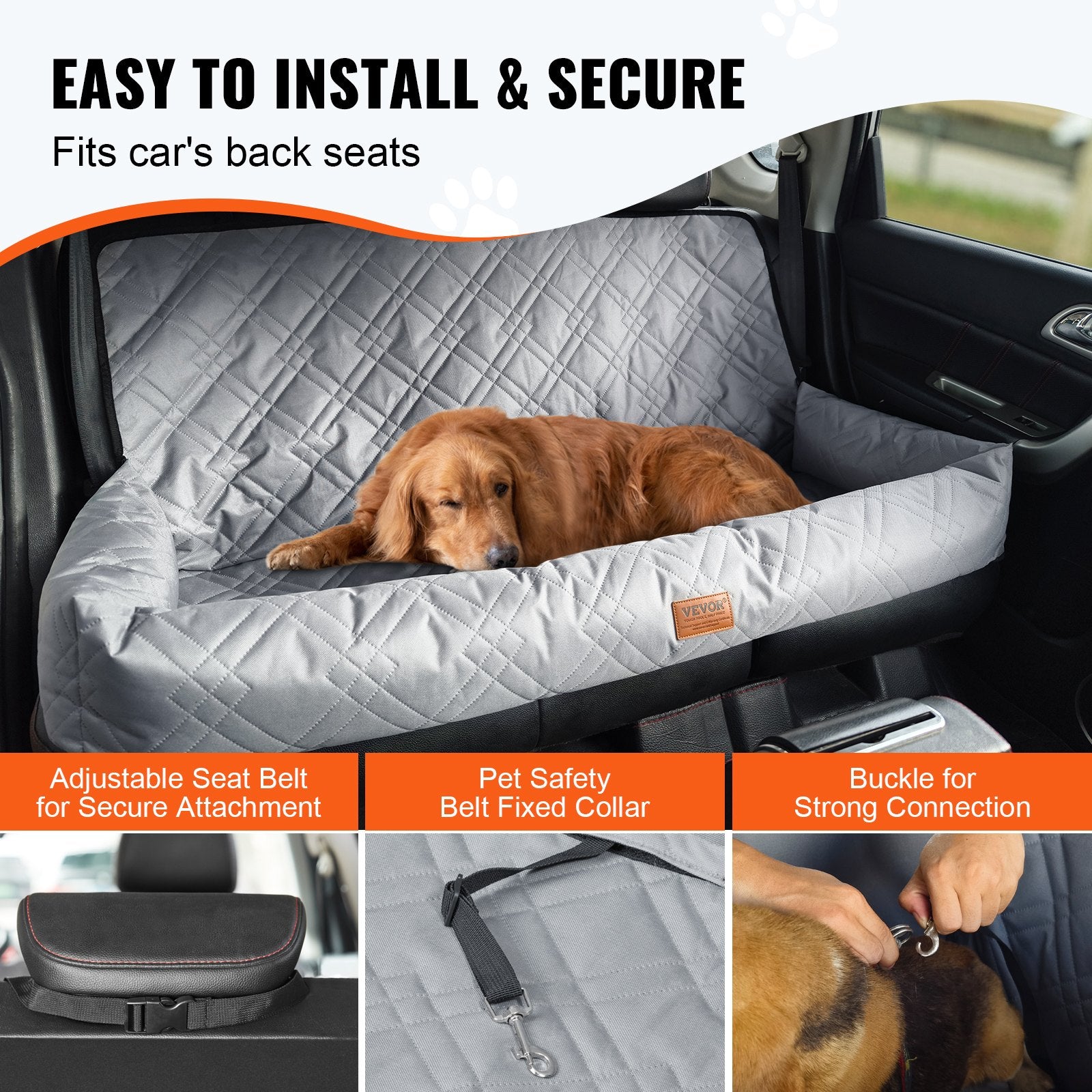 Waterproof Dog Car Seat & Travel Bed – 100 lb Capacity