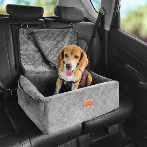 Dog Car Seat for Small & Medium Dogs – Gray Travel Booster Bed