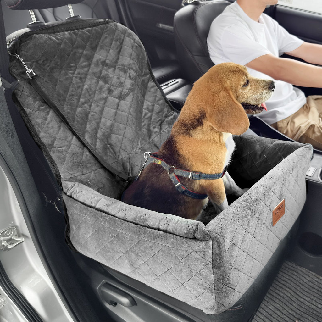 Dog Car Seat for Small & Medium Dogs – Gray Travel Booster Bed