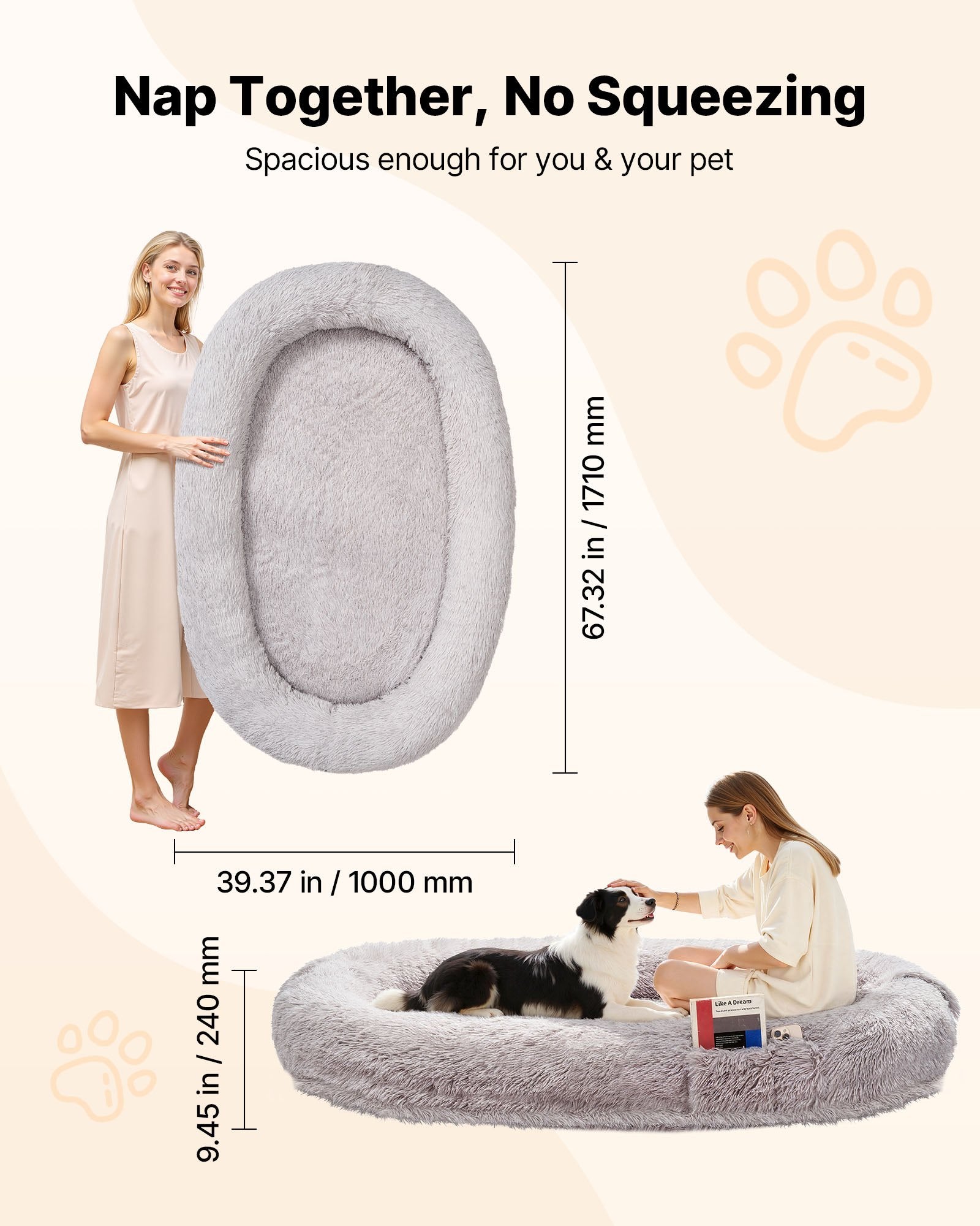 Human Dog Bed for Adults & Pets – Oversized Orthopedic Lounger