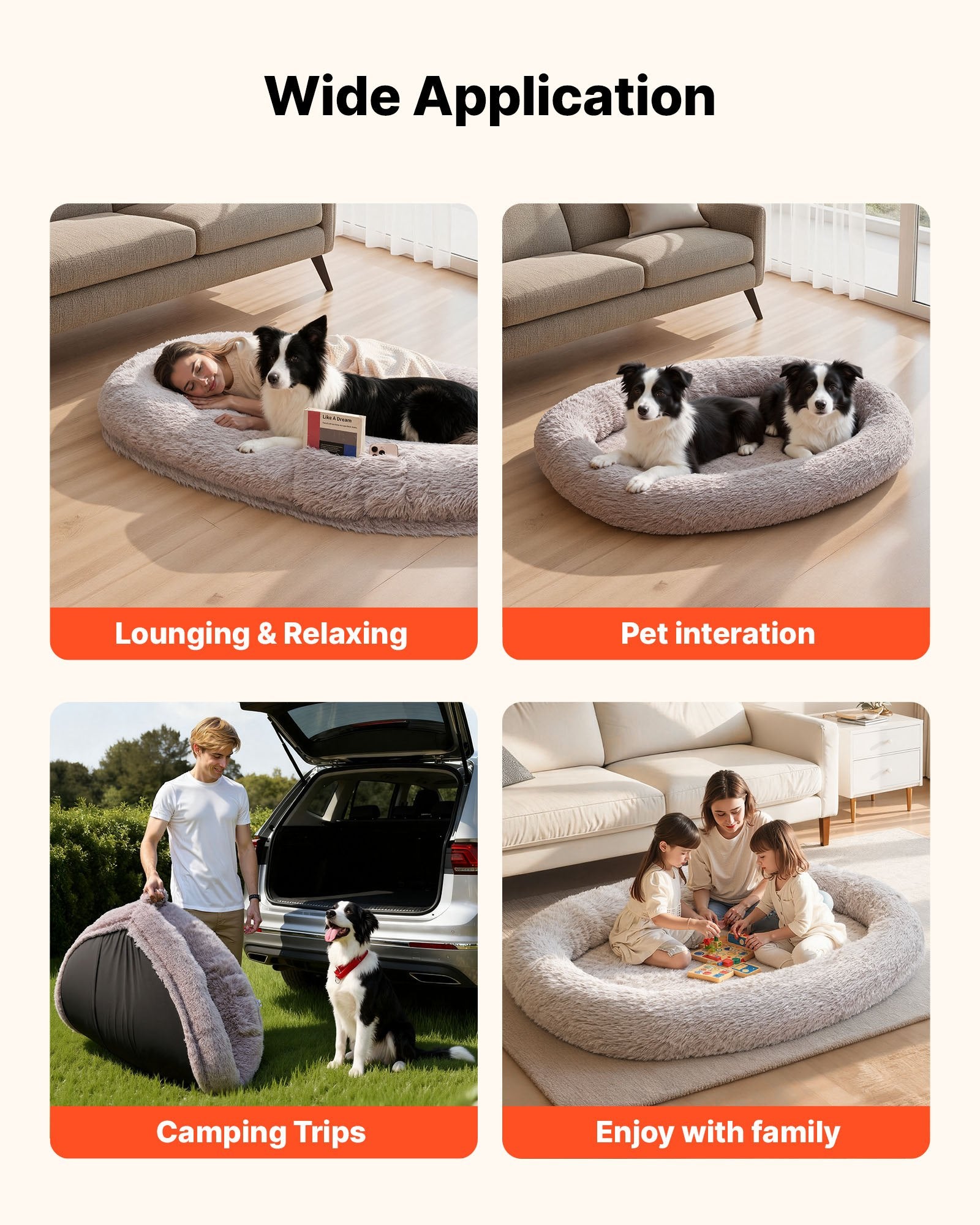 Human Dog Bed for Adults & Pets – Oversized Orthopedic Lounger