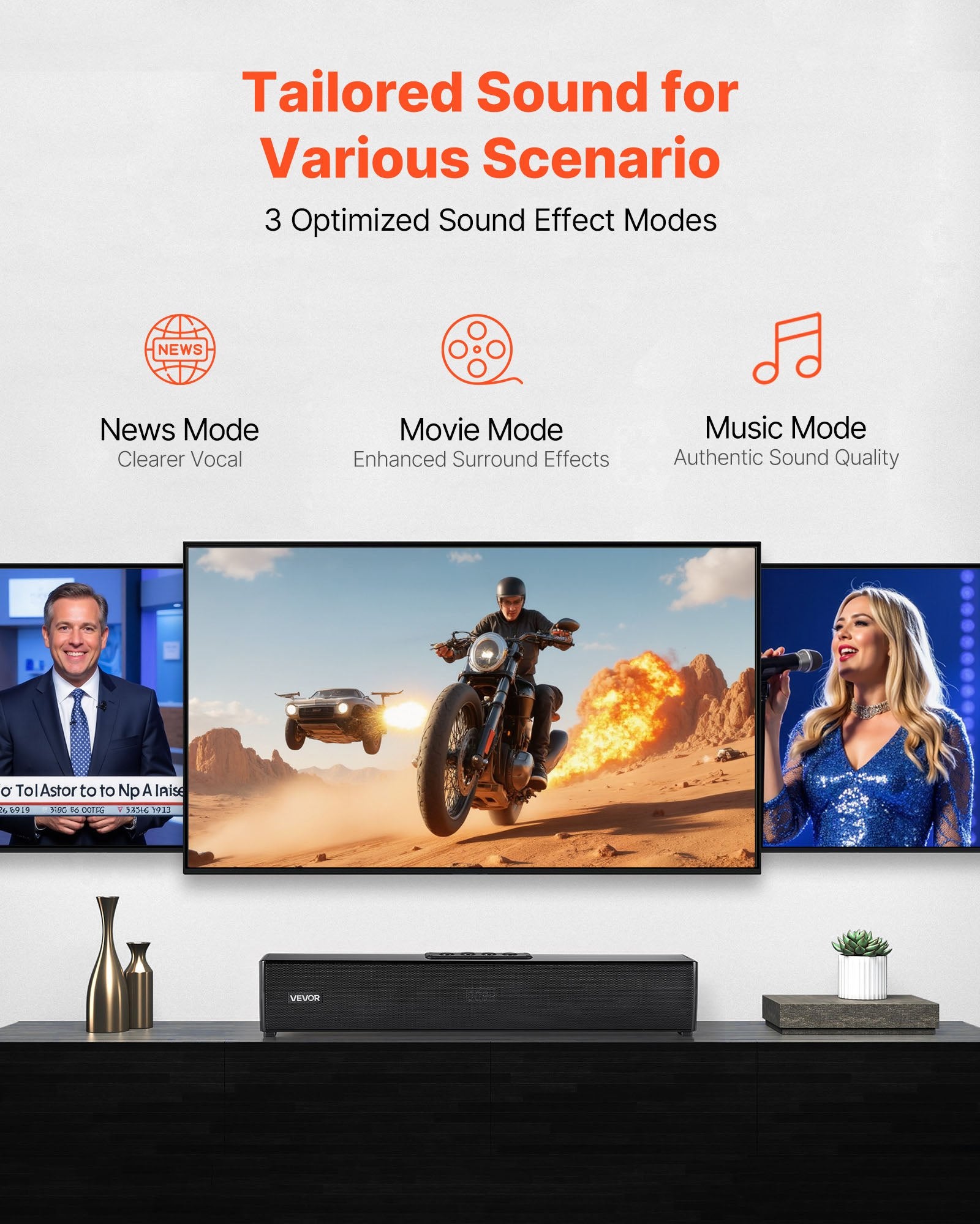 Bluetooth Soundbar for Smart TV – 2.0 Channel TV Speaker 80W