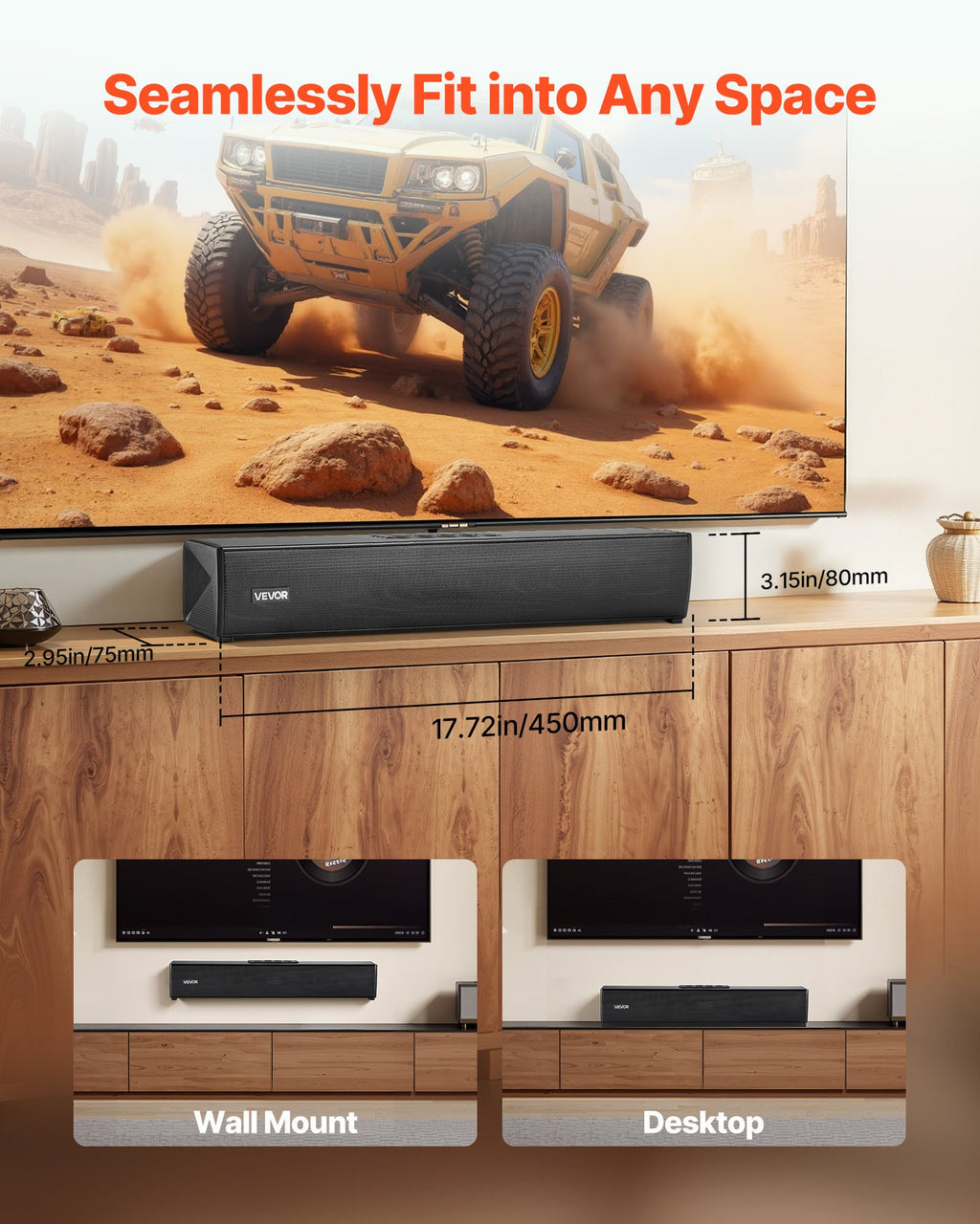 Bluetooth Soundbar for Smart TV – 2.0 Channel TV Speaker 80W